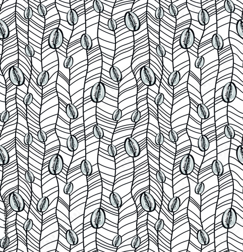 Monochrome cowrie shell surface pattern for background textures and textiles.
