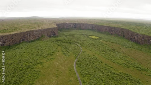 Asbyrgi Canyon With Lush Green Forest At Summer In Iceland.