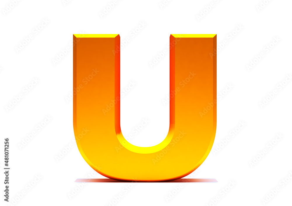 3D Rendering golden Letter u 3D Rendering golden Letter u