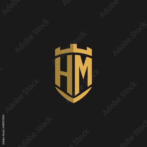 Initials HM logo monogram with shield style design