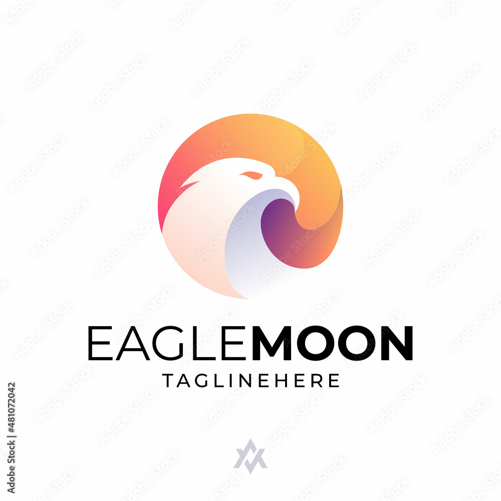 moon + eagle logo combination moon + eagle logo combination