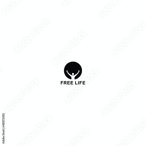 free living people logo vector design, with freestyle people illustration, in a circle