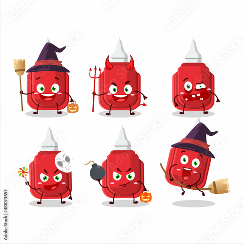 Halloween expression emoticons with cartoon character of red correction pen