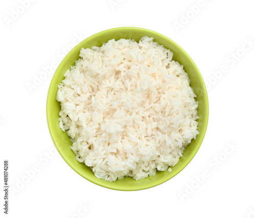 Bowl with tasty boiled rice...