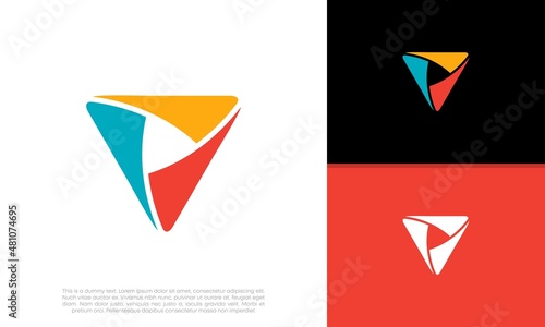 Innovative high tech logo template. Triangle logo.