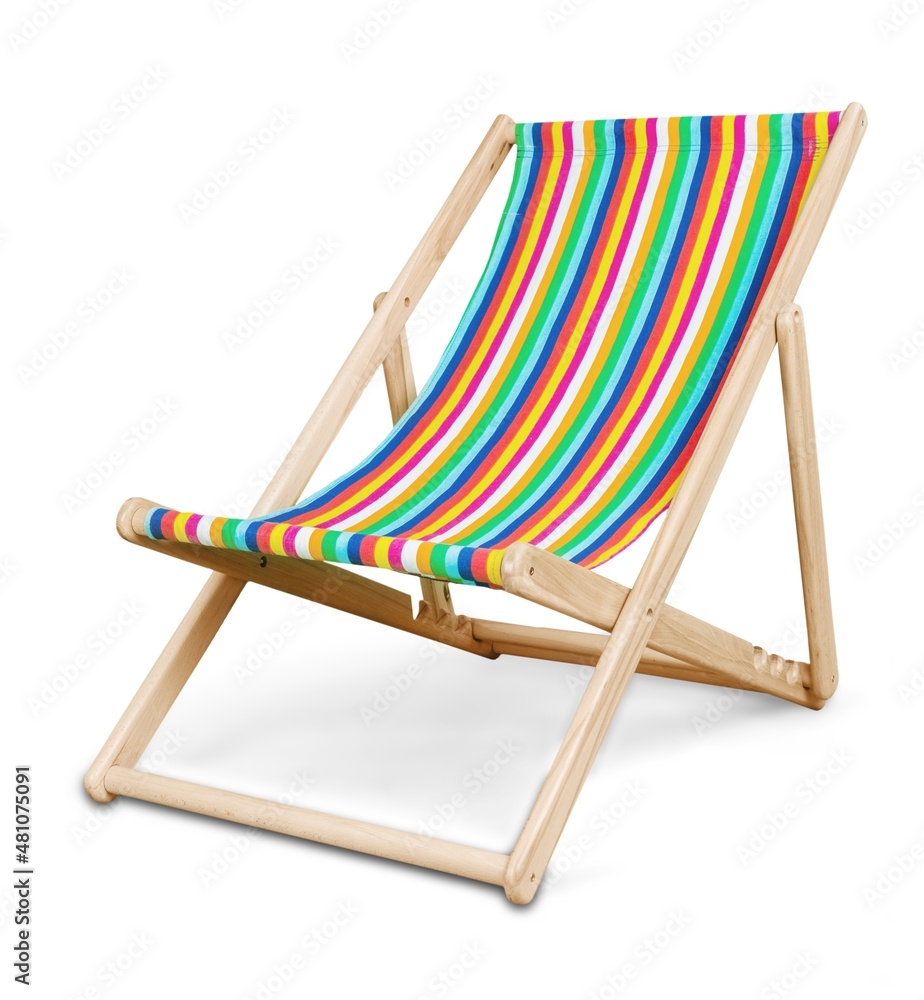 Colored fabric sun lounger with stripes