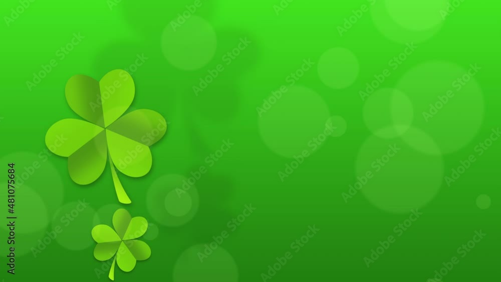 Big green Saint Patrick shamrocks and round bokeh, national Ireland holidays style background Big green Saint Patrick shamrocks and round bokeh, national Ireland holidays style background