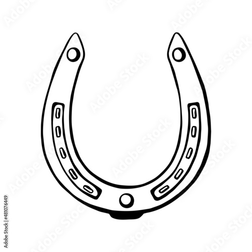 Outline of a horseshoe on a white background. Vector illustration of the symbol of good luck. A horseshoe for luck. The horseshoe is a talisman of abundance and good luck.