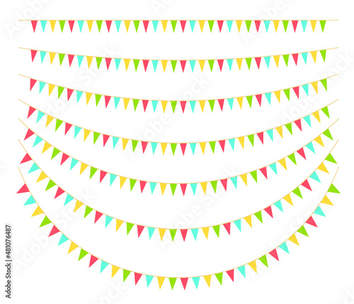 Party colorful flags. Celebration Event, Birthday, Carnival flag garlands.