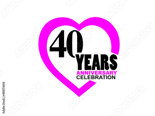40 Anniversary celebration simple logo with heart design