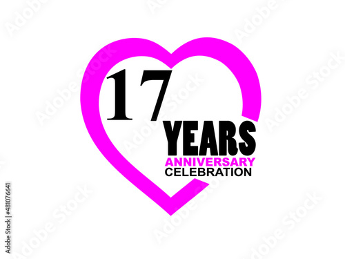 17 Anniversary celebration simple logo with heart design photo