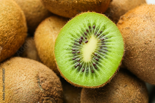 Fresh kiwi as background, closeup