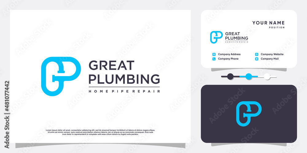Plumbing logo with creative element concept Premium Vector