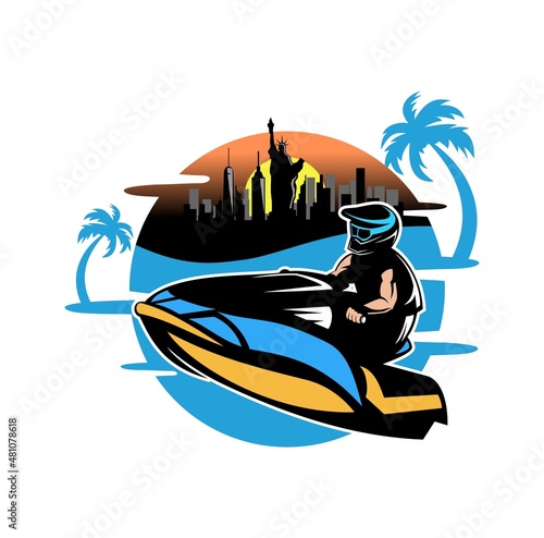 Jetski rider design illustration vector eps format , suitable for your design needs, logo, illustration, animation, etc.