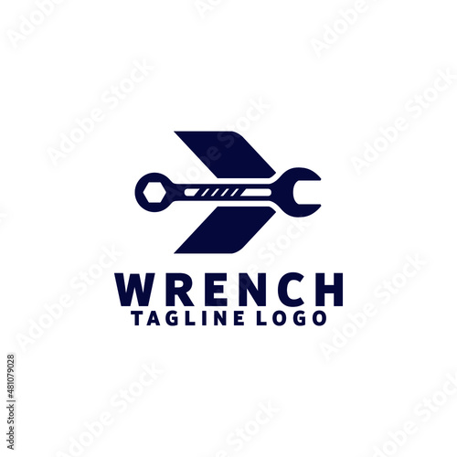 Wrench Logo Design Concept Isolated in White Background