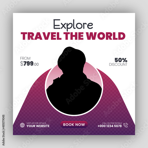 Holiday package social media post template for travel agency