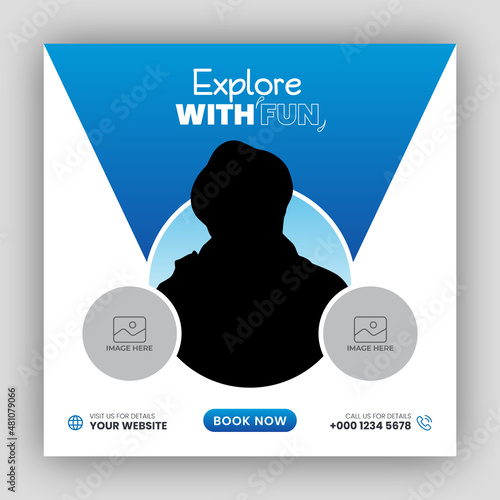 Holiday package social media post template for travel agency