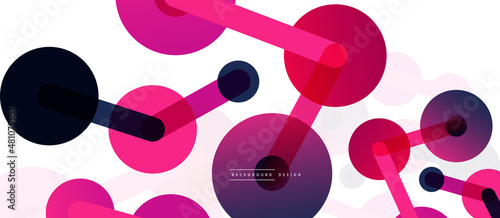 Abstract background. Round dots connected by lines. Trendy techno business template for wallpaper, banner, background or landing
