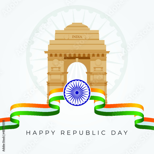 Republic Day of India  26th January at Indian Gate Delhi Illustration