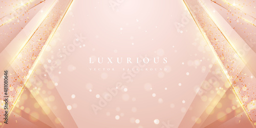 Luxurious modern rosegold background with shiny gold lines and blank space for promotional text.