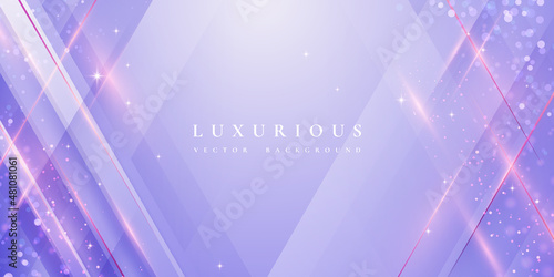 Luxurious modern purple background with shiny gold lines and blank space for promotional text.