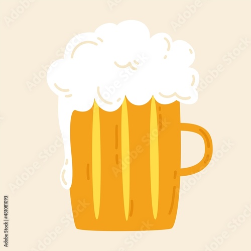 Pint of beer vector illustration. Icon for web, mobile, modern minimalistic flat design. Oktoberfest, St. Patrick's Day
