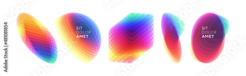 Set of various overlapping elements. Abstract geometric design. Vector illustration for banners, placards, posters or flyers.