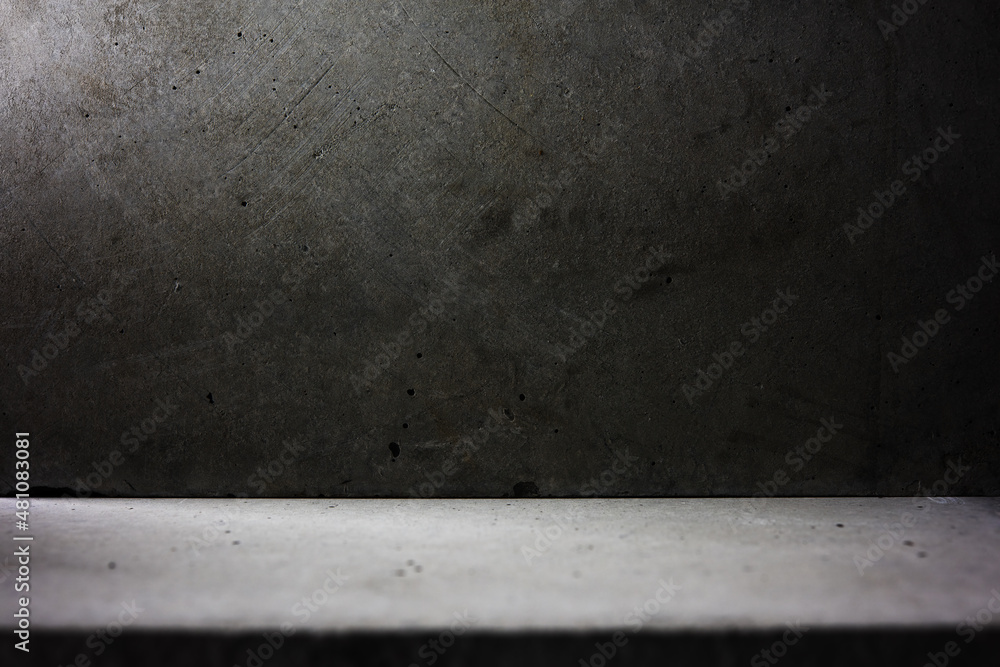 Naklejka premium Dark concrete wall and floor.