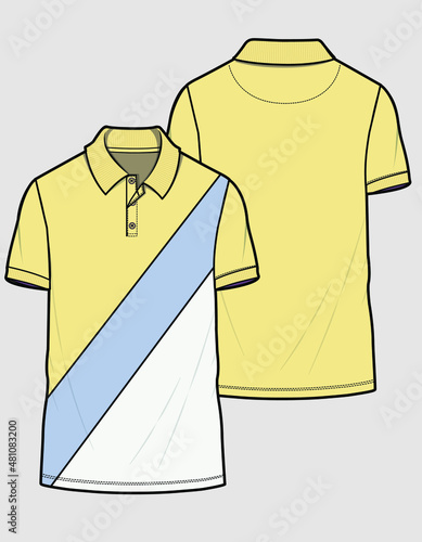CUT AND SEW PANEL FASHION TEE DESIGNED FOR MEN AND BOYS IN VECTOR ILLUSTRATION