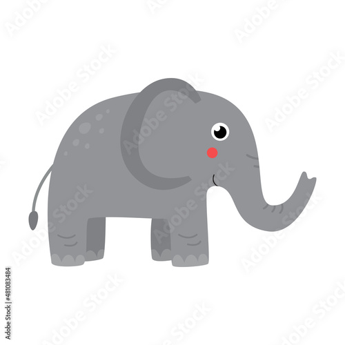 Vector illustration of cute elephant isolated on white background.
