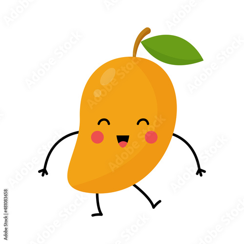 Vector illustration of cute mango isolated on white background.