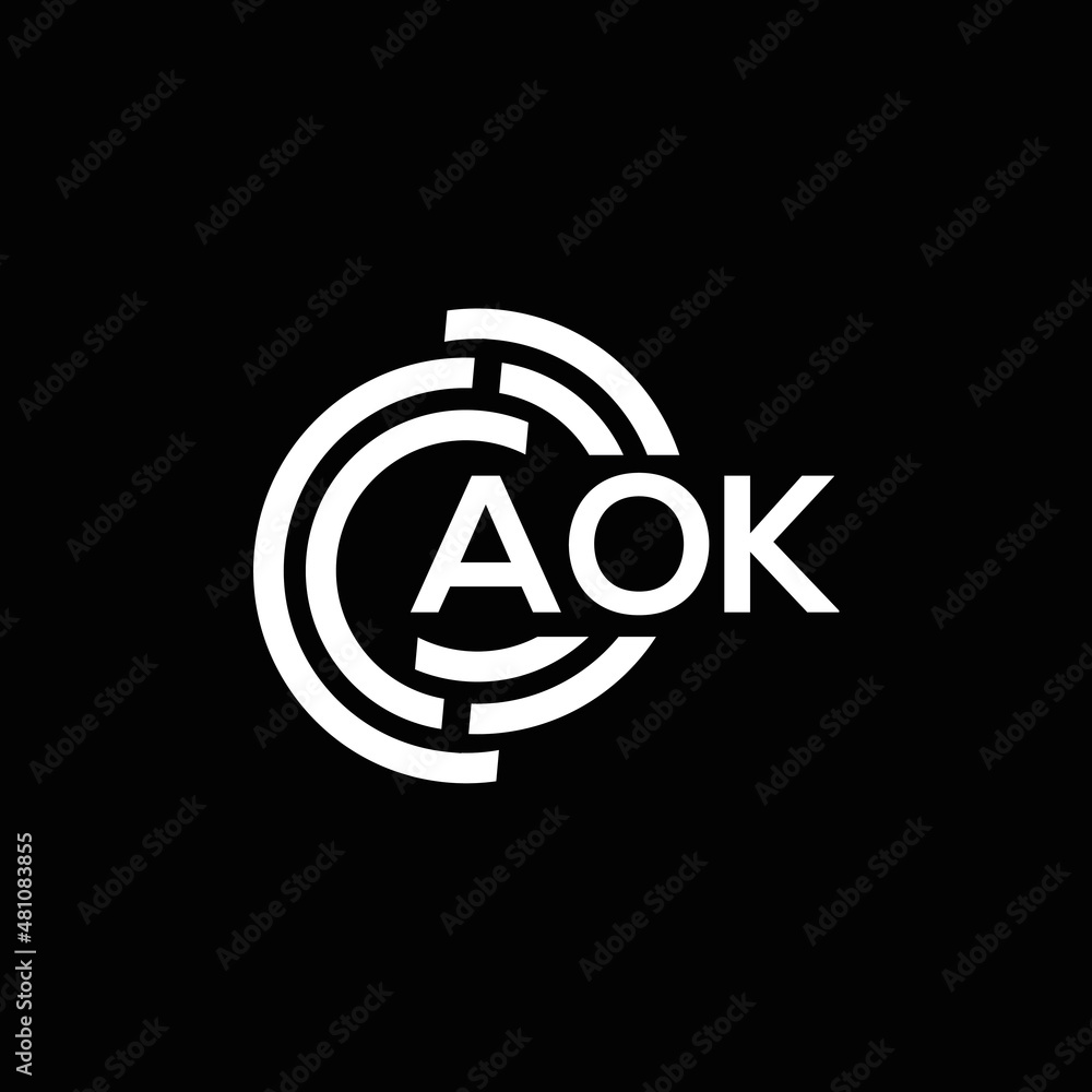 AOK letter logo design on black background. AOK creative initials letter logo concept. AOK letter design. AOK letter logo design on black background. AOK creative initials letter logo concept. AOK letter design.
