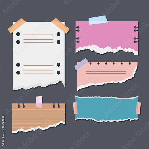five torn papers icons