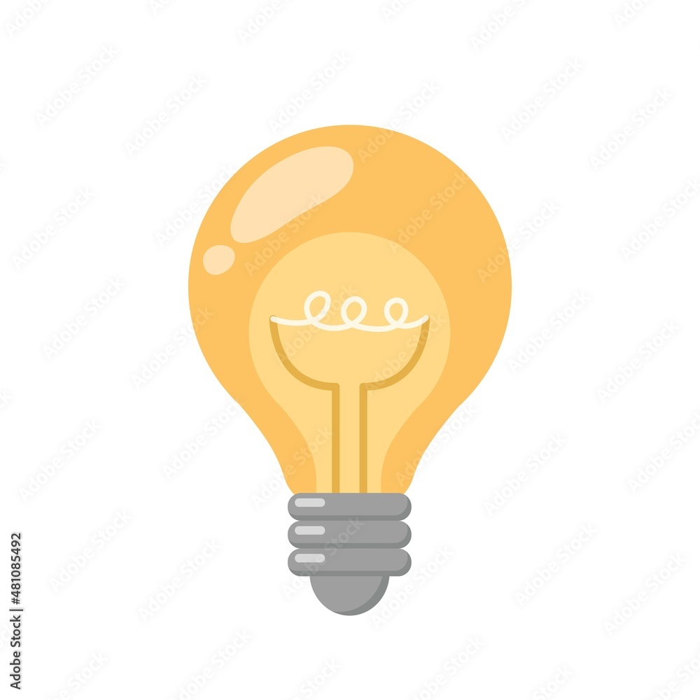 Light bulb with light shining, symbol of energy and thought, decorative vector icon for greeting cards, prints, badges, posters Light bulb with light shining, symbol of energy and thought, decorative vector icon for greeting cards, prints, badges, posters