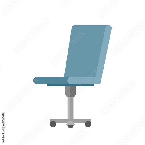 Vector cartoon flat design illustration of blue chair with backrest with rollers, furniture