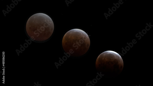 Composite of lunar eclipse, San Francisco Bay Area, CA, May 26, 2021