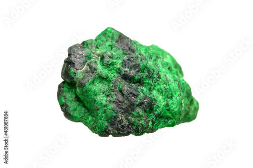 Natural rough Maw sit sit (Chrome Jade/Jade Albite) a metamorphic rock on white background, especially found in northern Myanmar (Burma) 