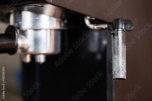 Obraz na płótnie Manual dirty cappuccino maker in the coffee maker