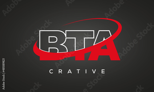 BTA creative letters logo with 360 symbol vector art template design