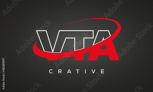 VTA creative letters logo with 360 symbol vector art template design photo