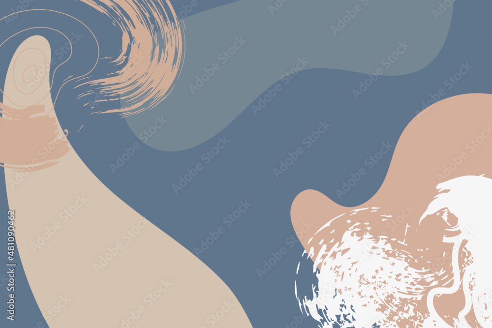 Neutral background with abstract shapes. Drawn by hand. Modern vector illustration