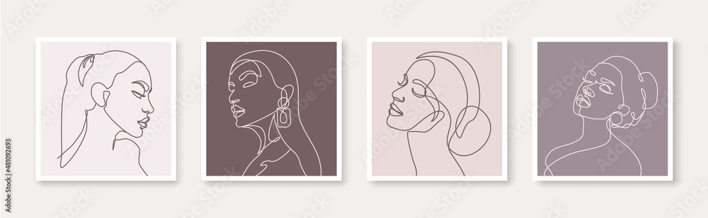 Set of Abstract Minimal Line Drawing of Woman Faces. Female Head Modern Minimalist Single Line Art. Woman Beauty Line Drawing for Wall Decor, Print, Poster, Social Media. Vector EPS 10 Set of Abstract Minimal Line Drawing of Woman Faces. Female Head Modern Minimalist Single Line Art. Woman Beauty Line Drawing for Wall Decor, Print, Poster, Social Media. Vector EPS 10