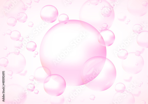 ピンク　泡　水