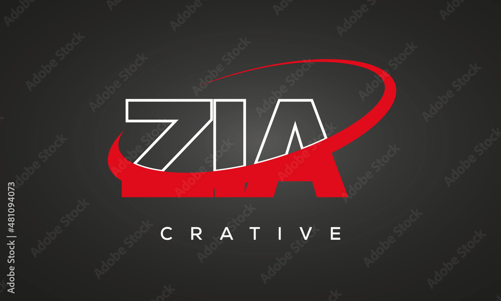 ZIA creative letters logo with 360 symbol vector art template design