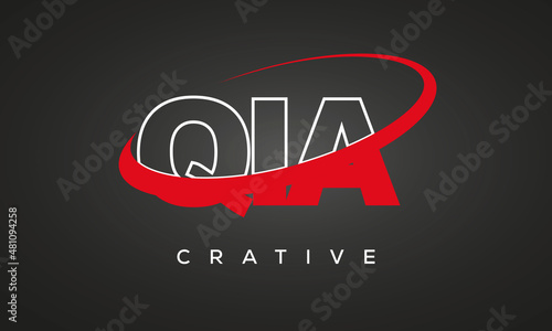 QIA creative letters logo with 360 symbol vector art template design photo