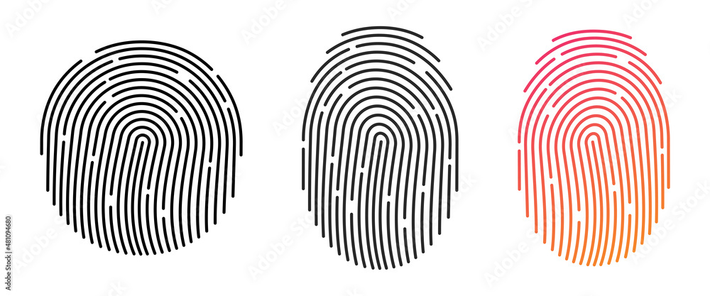 Fingerprint Icons Personal Id Identity Press Finger Scan For Safety