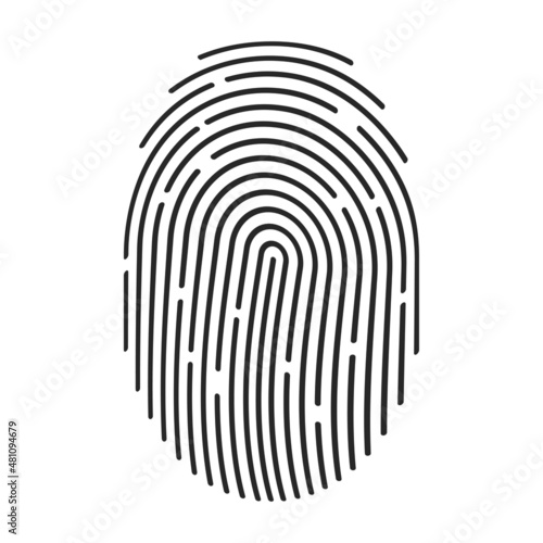 Fingerprint icons. Personal id identity. Press finger, scan for safety.  Unique touch id. Individual fingertip is verification in police. Semi-simplified fingerprint on white background. Vector