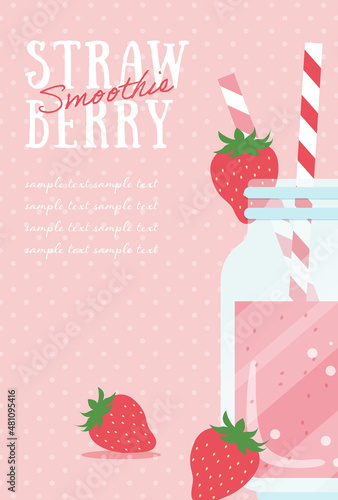 vector background with a glass of strawberry smoothie / juice for banners, cards, flyers, social media wallpapers, etc.
