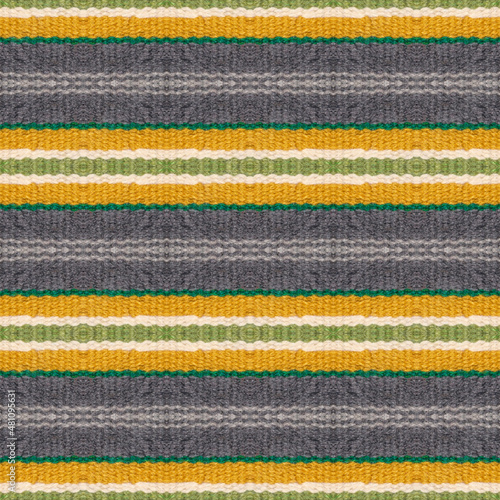 Striped seamless surface pattern green, yellow and grey traditional textile fabric design