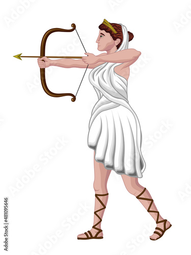 Vector illustration of the Greek goddess Artemis